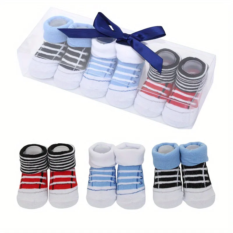 3 Pairs Newborn Baby Short Socks, Spring And Autumn Anti-sweat Socks Infant, Cute Soccer Cartoon Baby Boy Socks Suitable For Winter Use