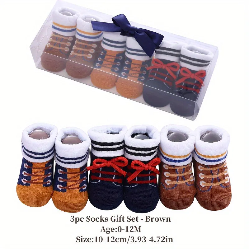 3 Pairs Newborn Baby Short Socks, Spring And Autumn Anti-sweat Socks Infant, Cute Soccer Cartoon Baby Boy Socks Suitable For Winter Use