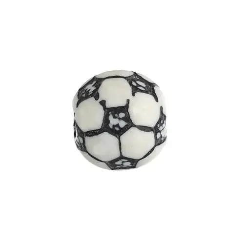 Acrylic Sports Bead Soccer 10x12mm White/Black