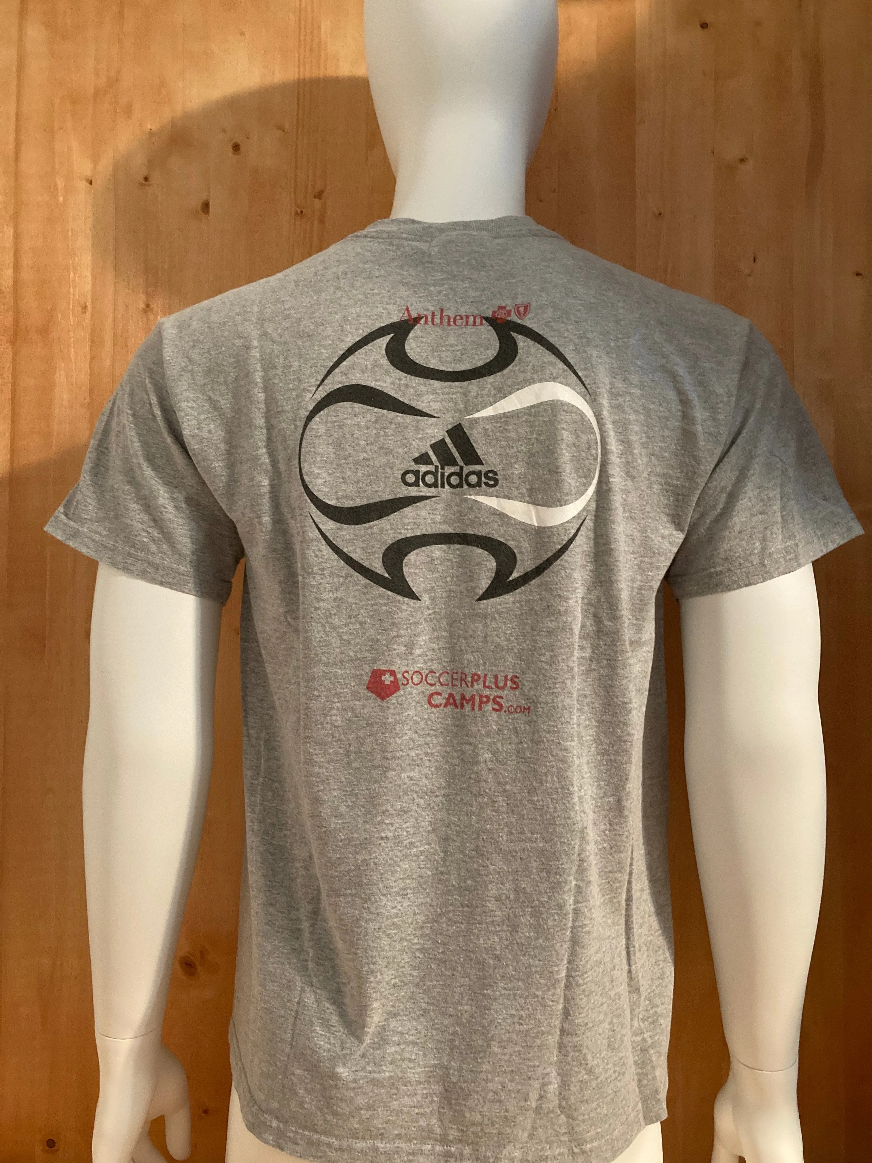 ADIDAS "SOCCER PLUS" DAY ACADEMY Graphic Print Adult S Small SM Gray T-Shirt Tee Shirt