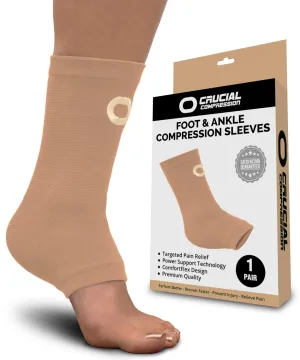 Ankle Brace Compression Support Sleeve (1 Pair) - BEST Ankle Compression Socks for Plantar Fasciitis, Arch Support, Foot & Ankle Swelling, Achilles Tendon, Joint Pain, Injury Recovery, Heel Spurs Medium (Men's 7-10 / Women's 8-11) Beige / Nude