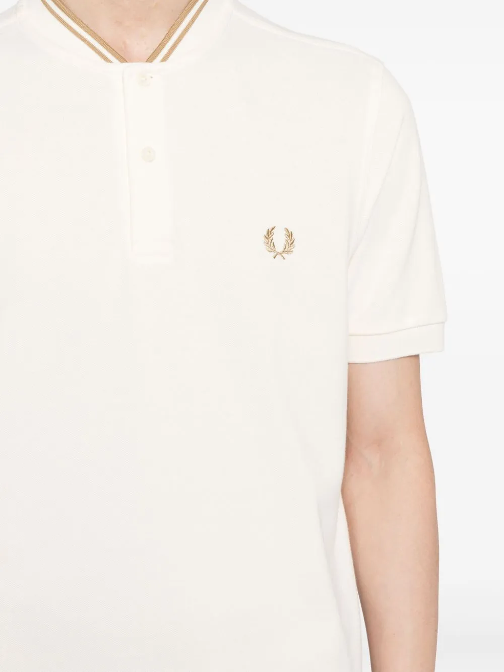 band-collar polo shirt