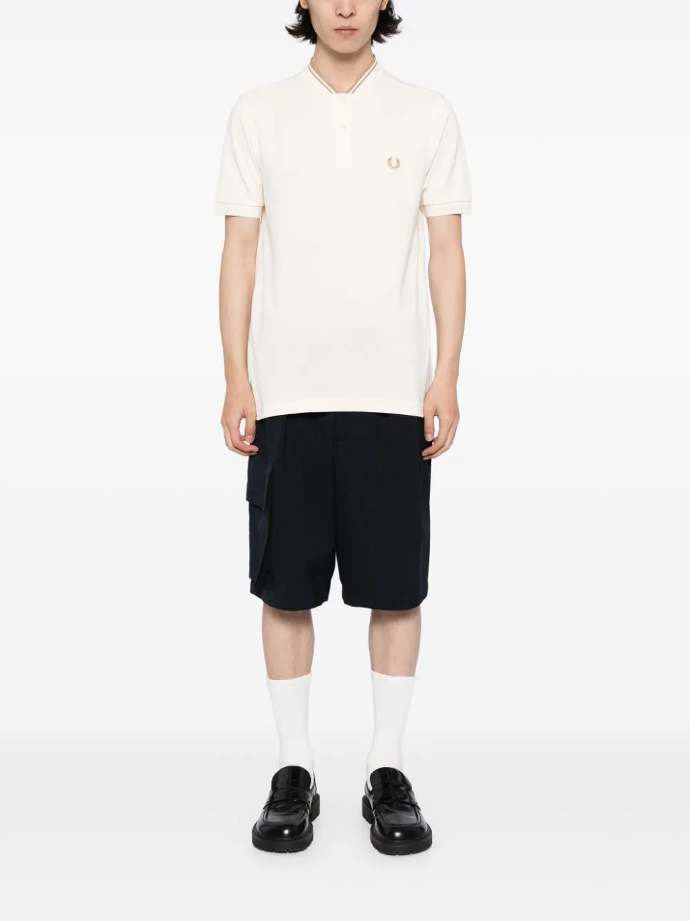 band-collar polo shirt