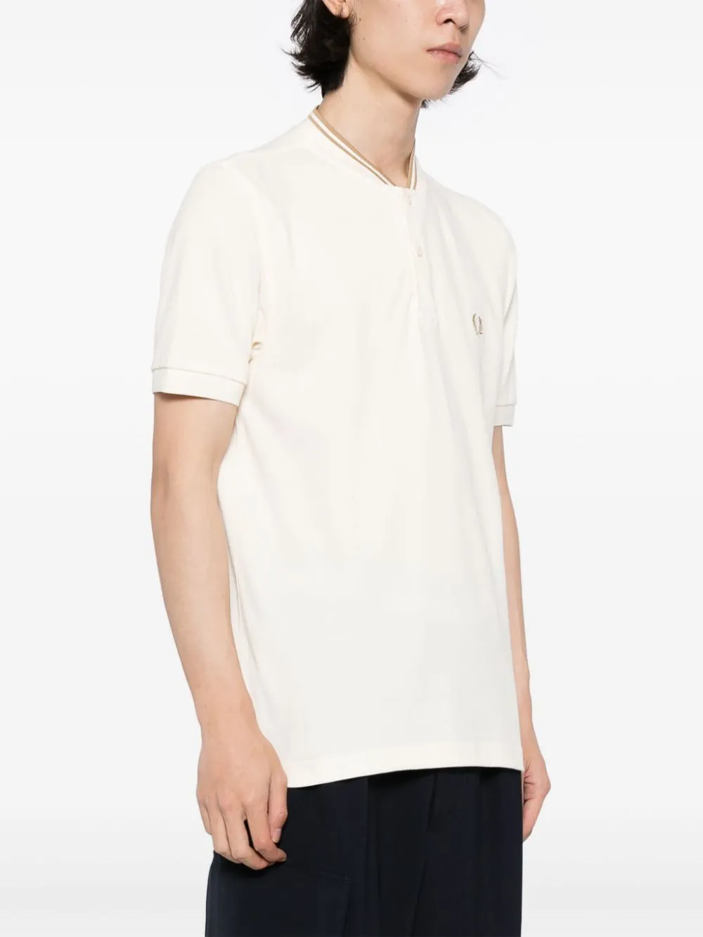 band-collar polo shirt