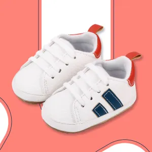 Blue Striped White Sports Shoes