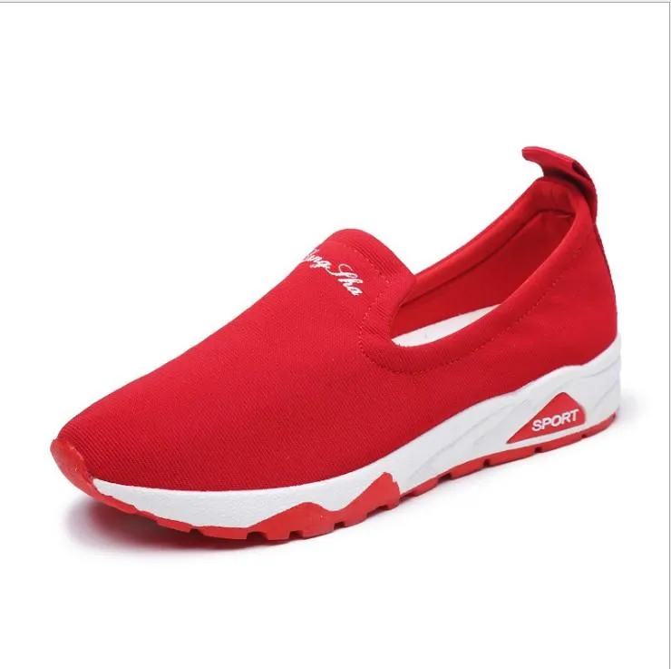 Breathable Solid Color Round Toe Flat Sport Sneakers