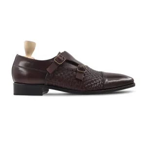 Brisa - Men's Dark Brown Hand Woven Calf Leather Double Monkstrap