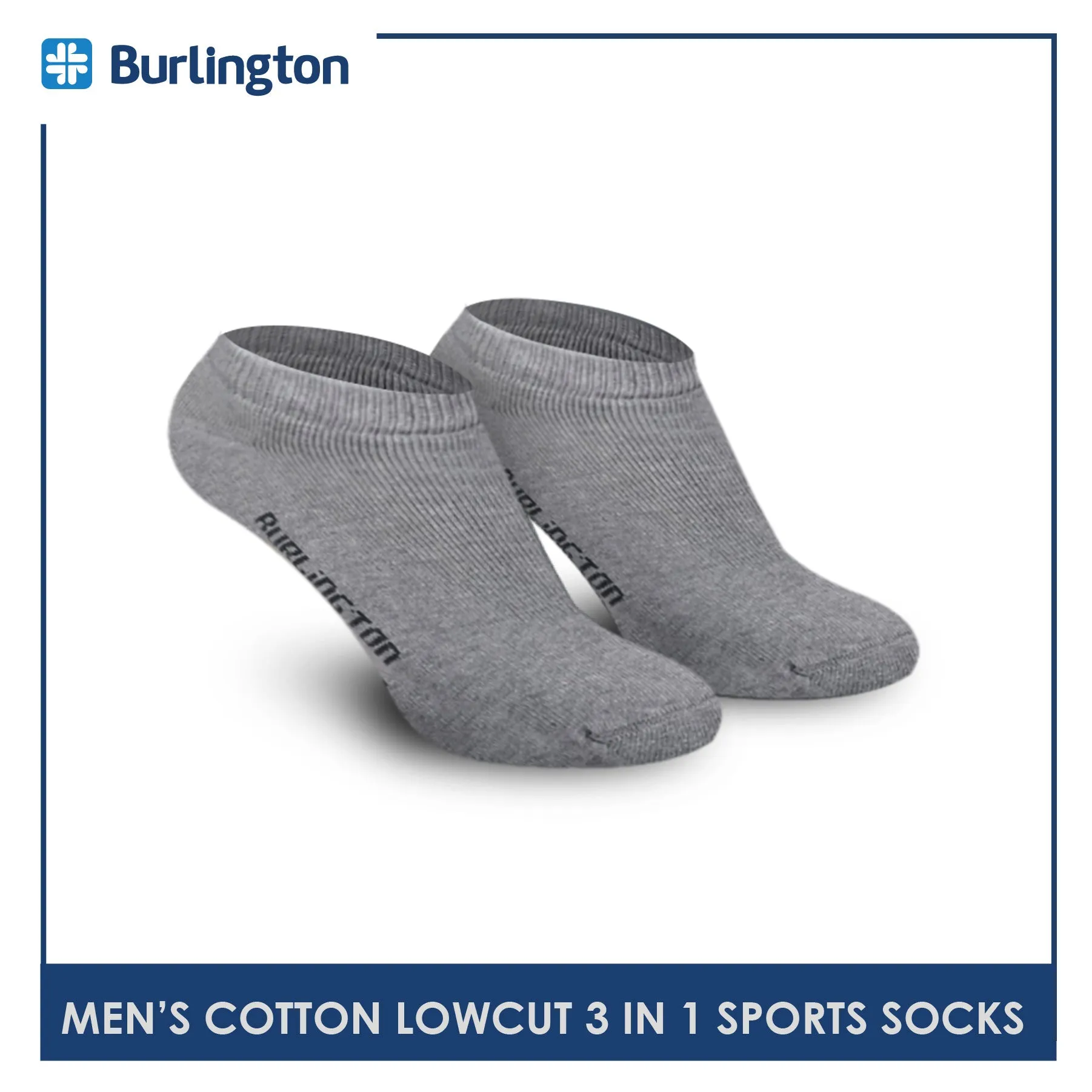 Burlington Men's Cotton Thick Sports Low Cut Socks 3 pairs in a pack 0219