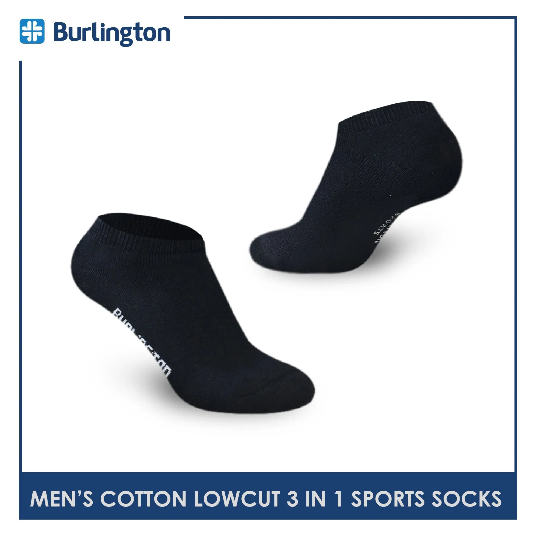 Burlington Men's Cotton Thick Sports Low Cut Socks 3 pairs in a pack 0219