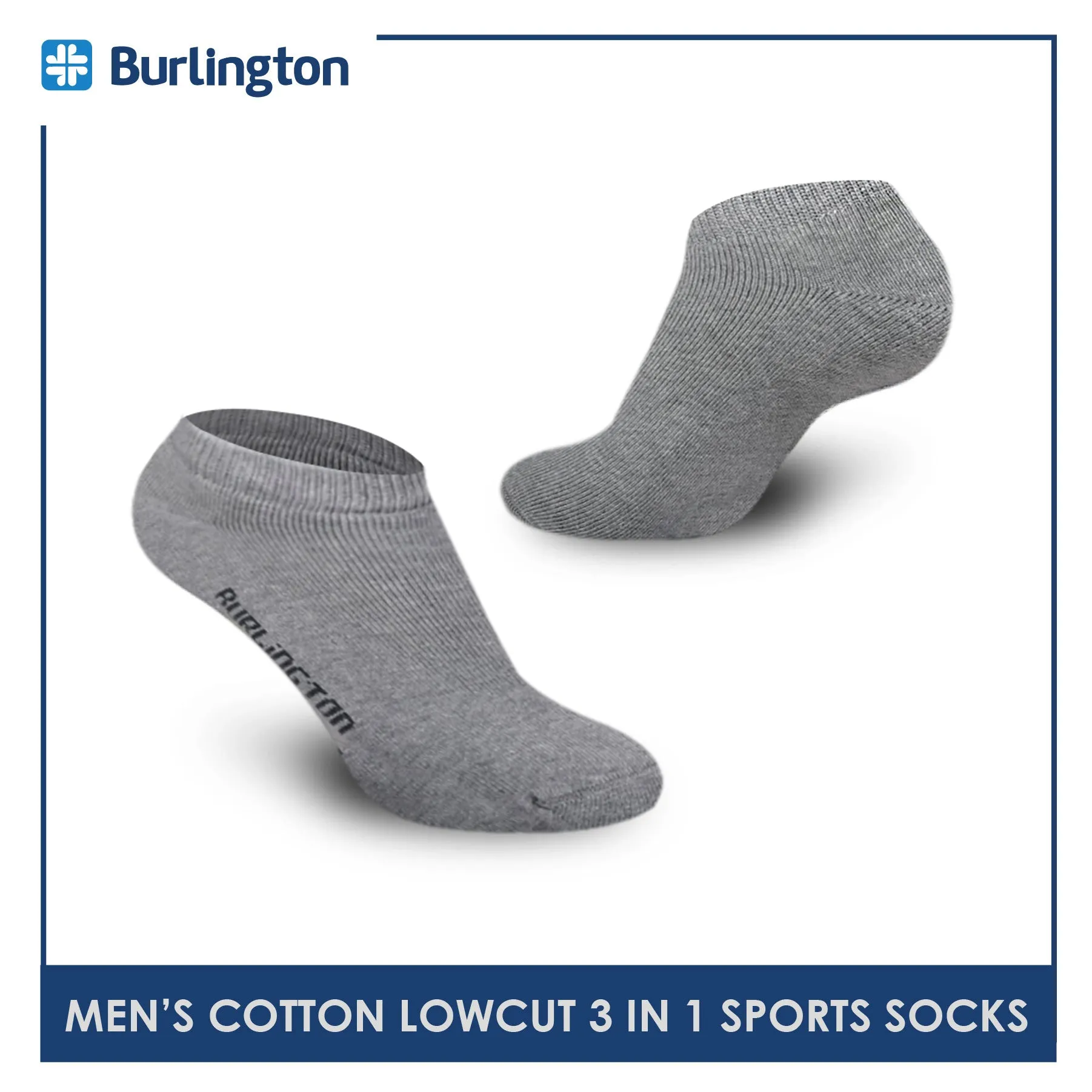 Burlington Men's Cotton Thick Sports Low Cut Socks 3 pairs in a pack 0219