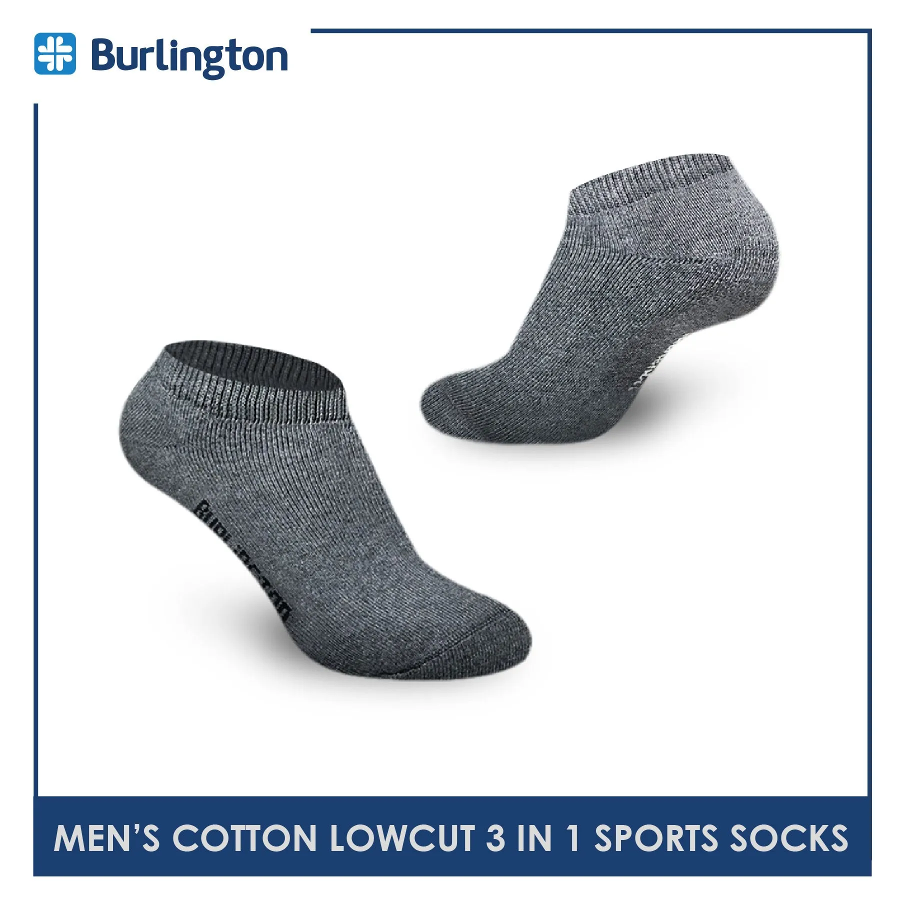 Burlington Men's Cotton Thick Sports Low Cut Socks 3 pairs in a pack 0219