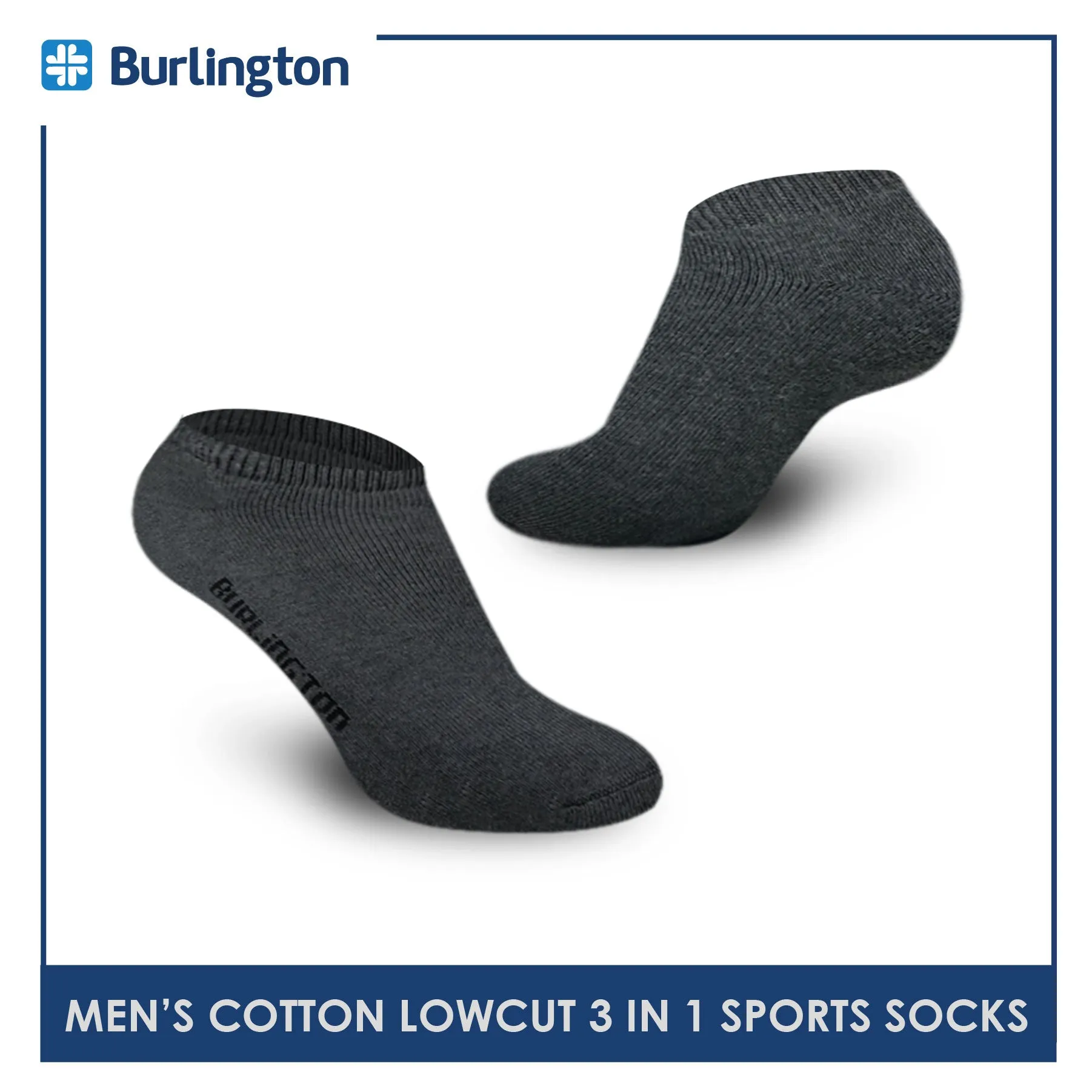 Burlington Men's Cotton Thick Sports Low Cut Socks 3 pairs in a pack 0219