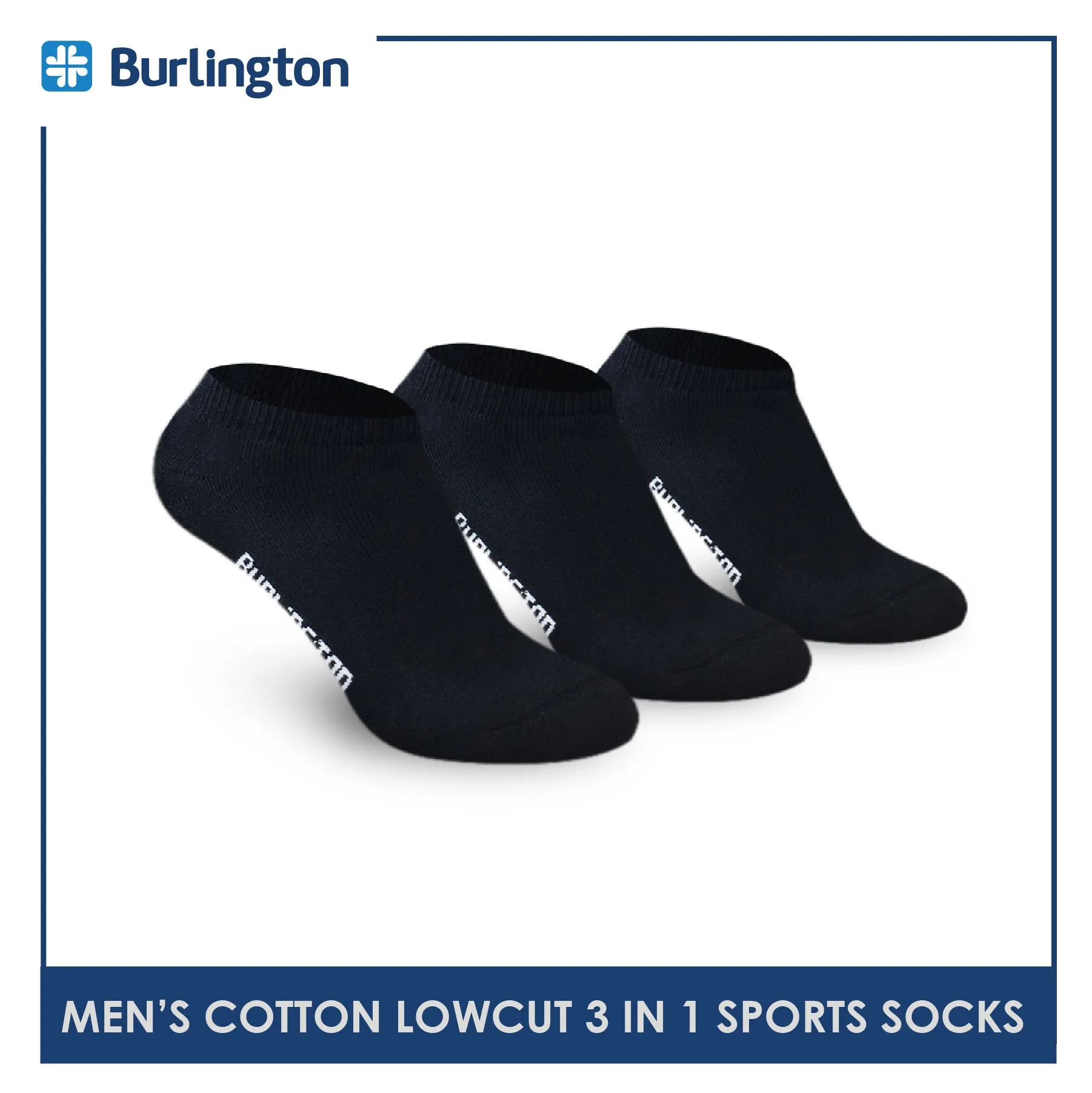 Burlington Men's Cotton Thick Sports Low Cut Socks 3 pairs in a pack 0219