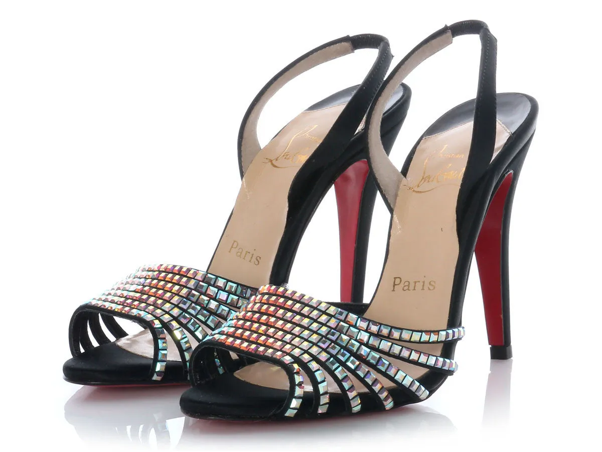 Christian Louboutin Mirrored Rhinestone Sling Backs