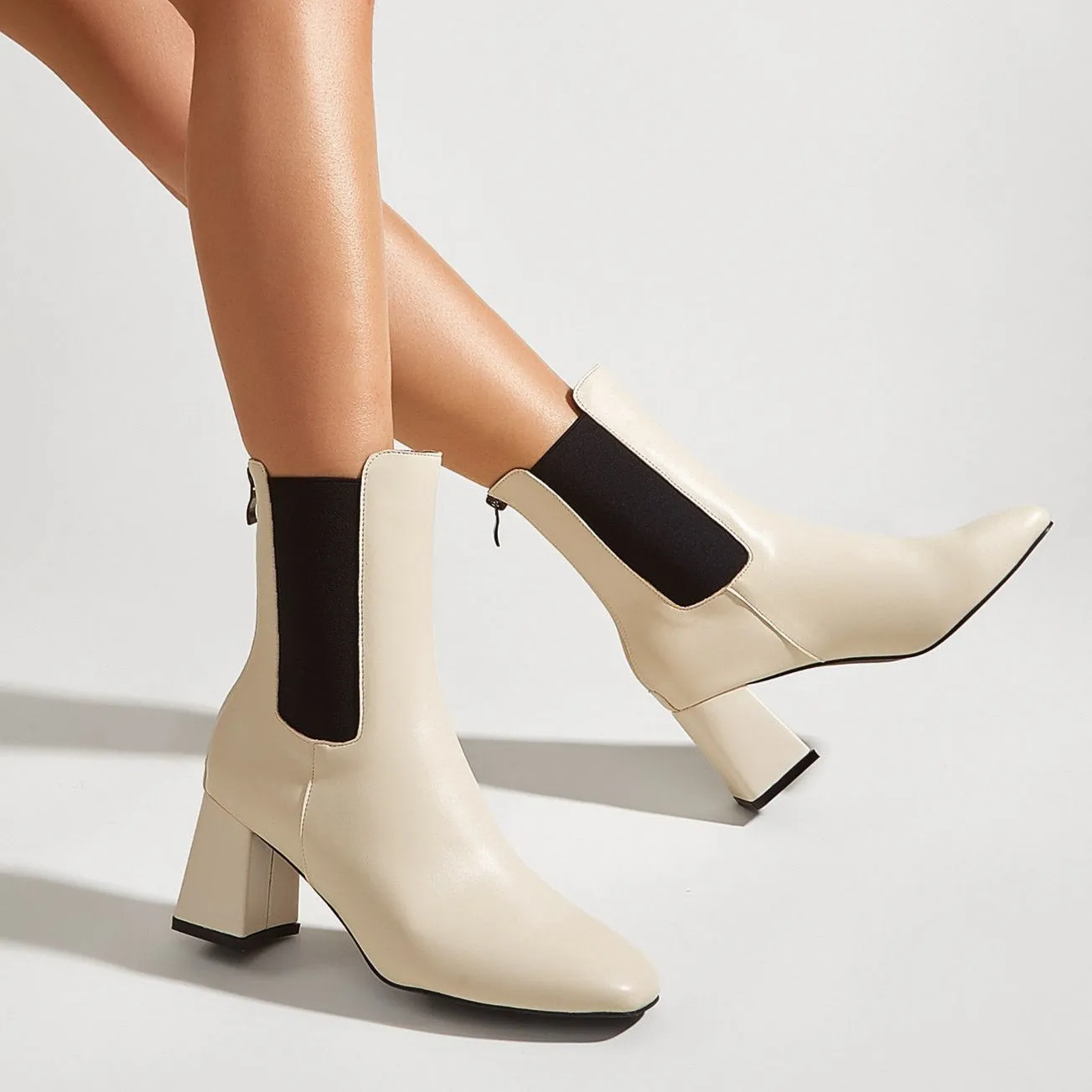 Chunky Heel Short Boots