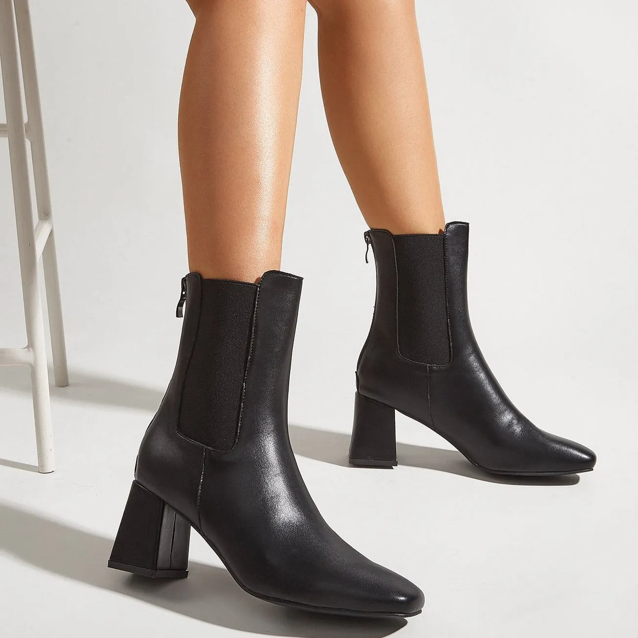 Chunky Heel Short Boots