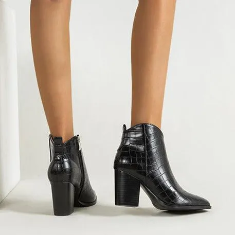 Chunky Heeled Short Boots