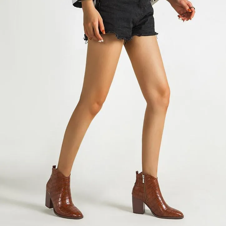 Chunky Heeled Short Boots