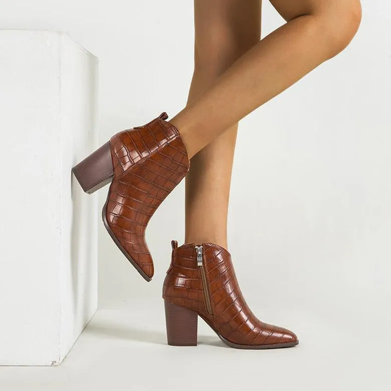 Chunky Heeled Short Boots