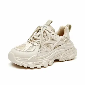 Chunky Round Toe Lace Up Thick Sole Sneakers