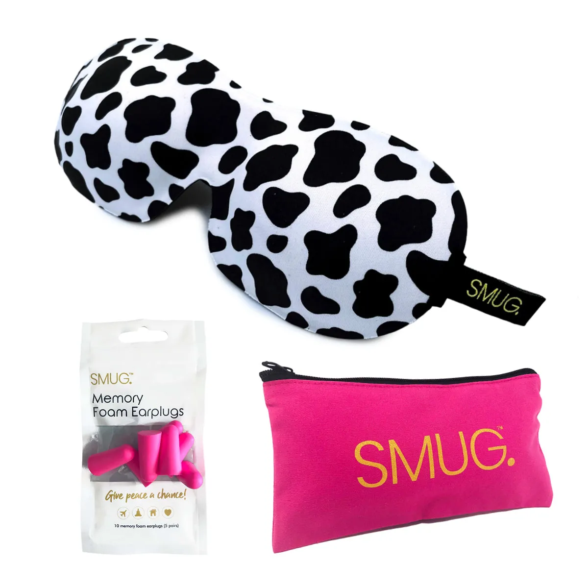 Contoured 3D Blackout Sleep Mask - Cow Print