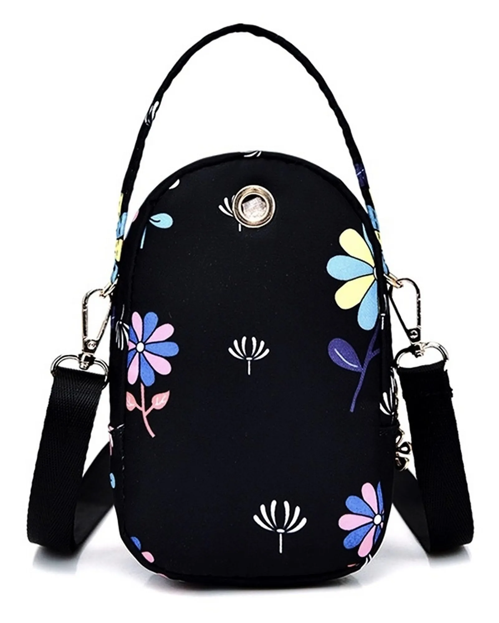 Diva Dale Stylish Trendy Tree Logo Spacious Crossbody Sling Bag For Women And Girls (Black flower)