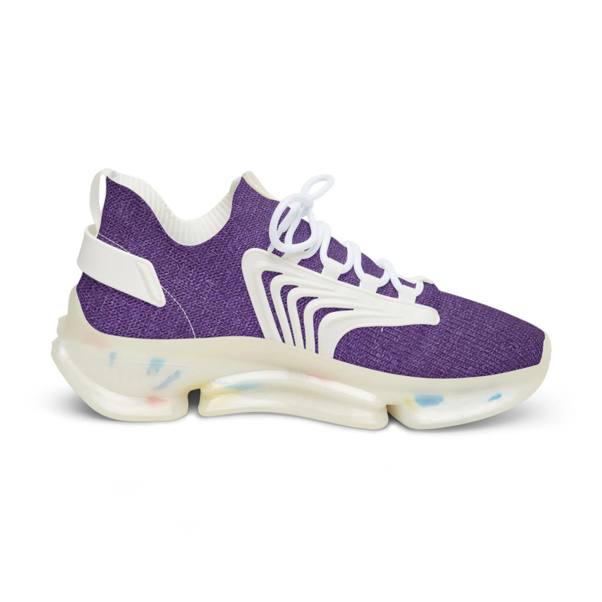 Faux Purple Silk Men's Mesh Sneakers