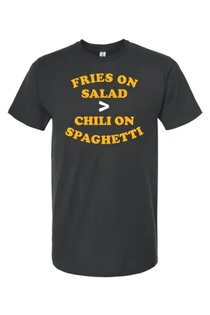 Fries on Salad Beats Chili on Spaghetti