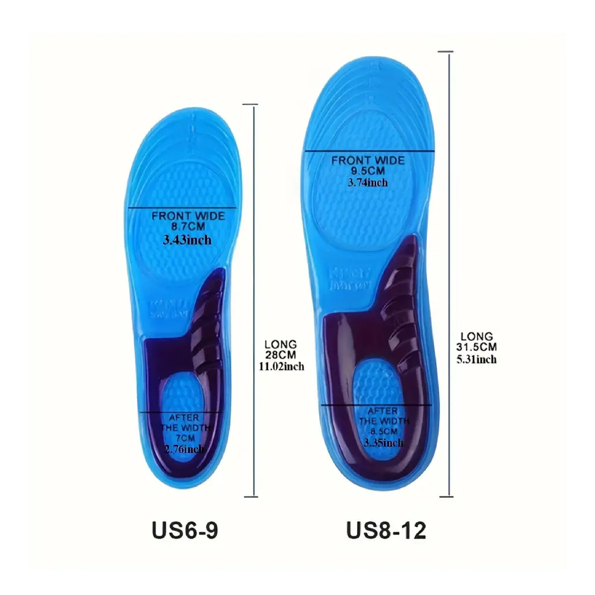 Gel Shoe Insoles Insert Heel Arch Supports, Men Women Flatfoot Plantar Pad