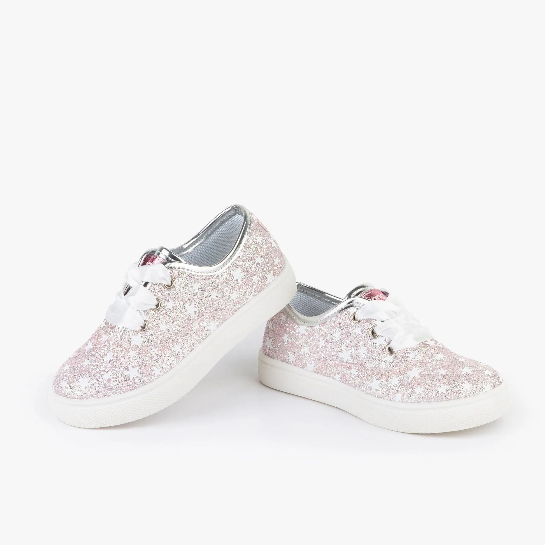 Girl's Pink Stars Glitter Sneakers