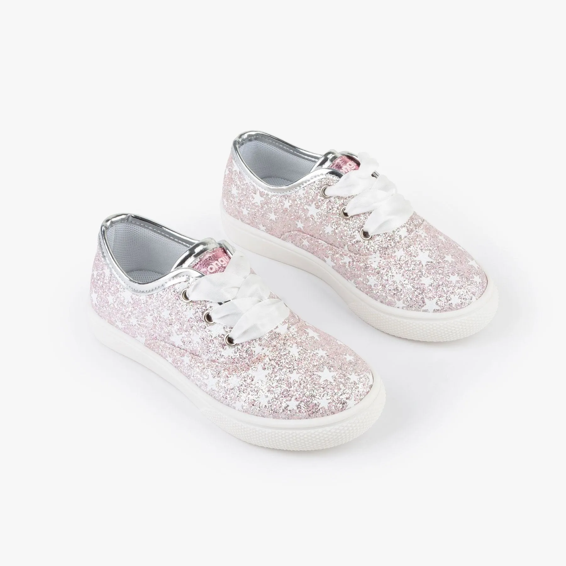 Girl's Pink Stars Glitter Sneakers