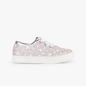 Girl's Pink Stars Glitter Sneakers