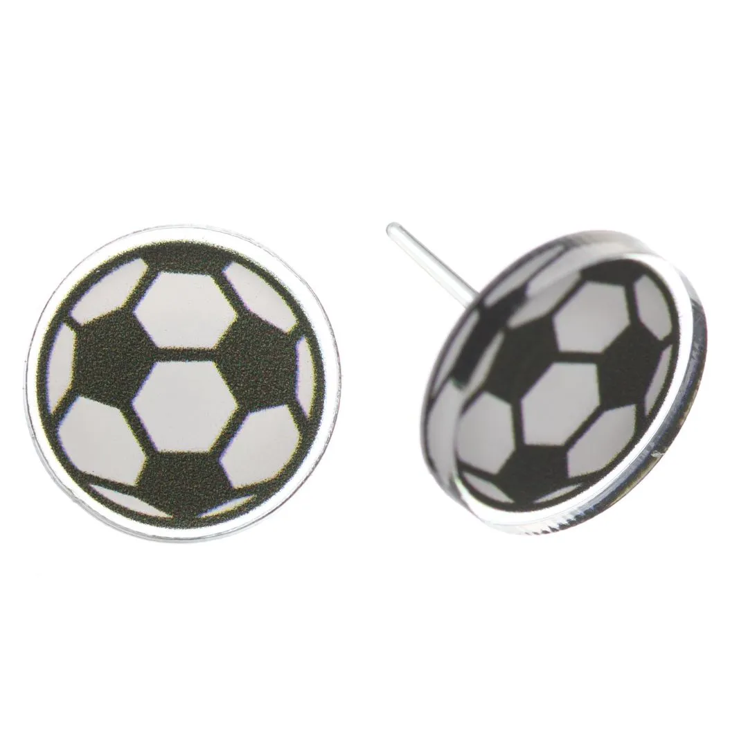 Glassy Sports Studs Hypoallergenic Earrings for Sensitive Ears Made with Plastic Posts