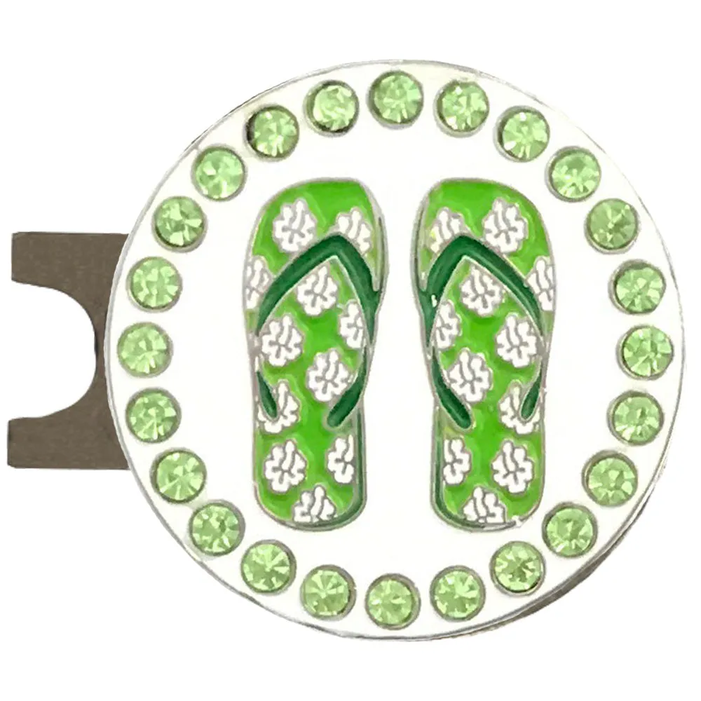 Green Flip Flops Golf Ball Marker Hat Clip