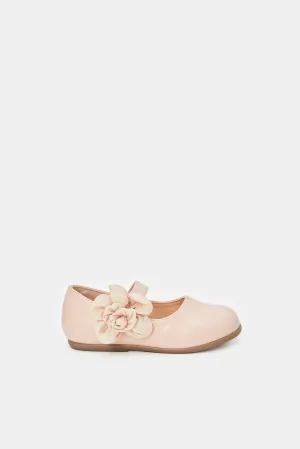 Infant Girls Pink Floral Ballerinas