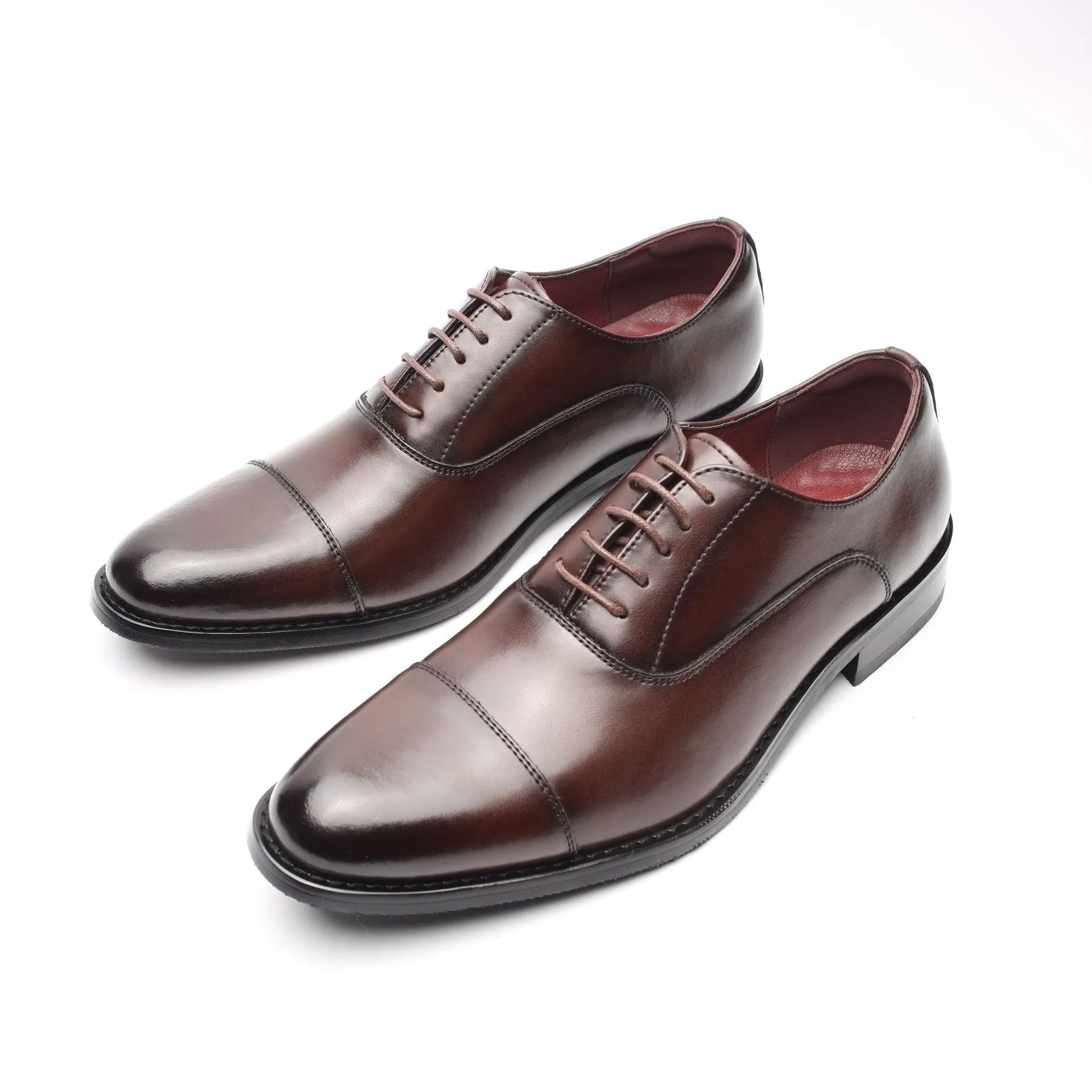 Leather shoes men's business shoes Oxford men's shoes genuine leather formal three-joint men's leather shoes inner heightening leather shoes British style