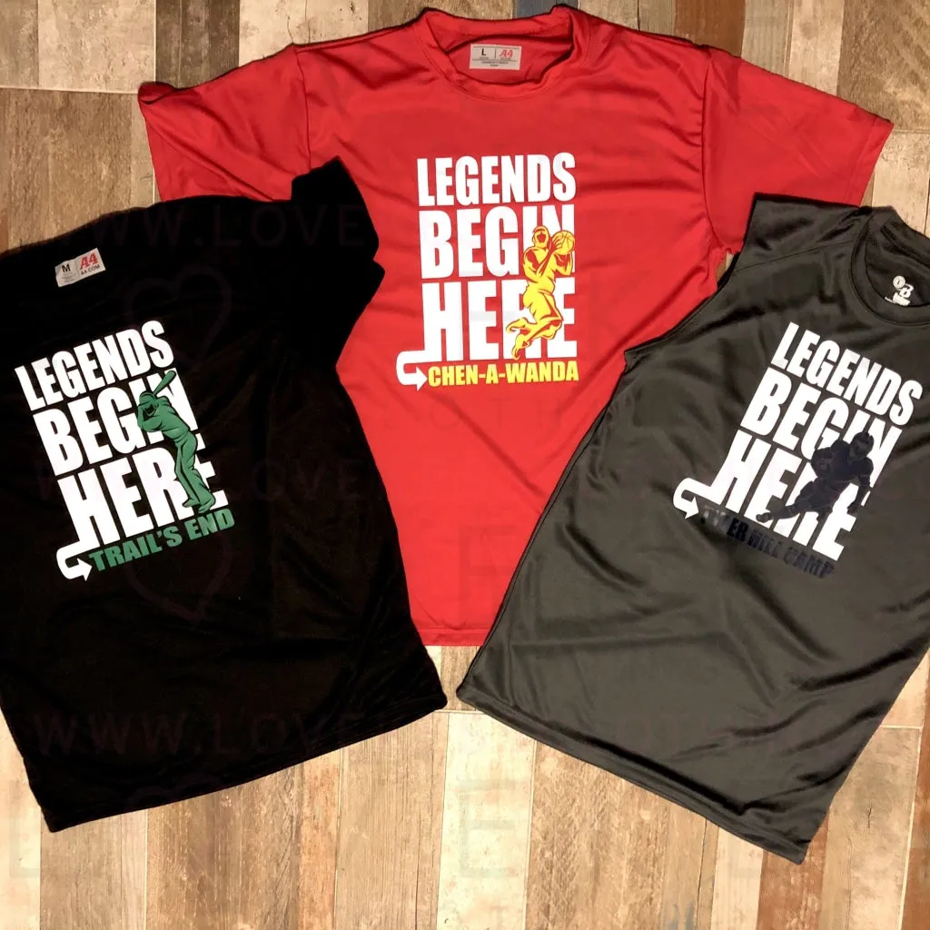 Legends Begin Here T-Shirt by LoveKess Clothing