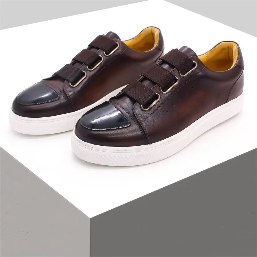 Luxury Cow Leather Hand-Painted Slip-On Shoes