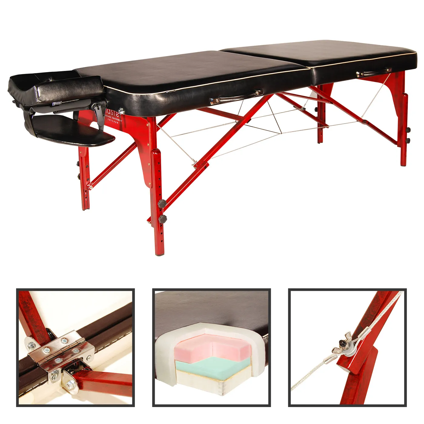 Master Massage 70cm MONROE Memory Foam Portable Massage Table, with Shiatsu Cables, & Reiki Panels