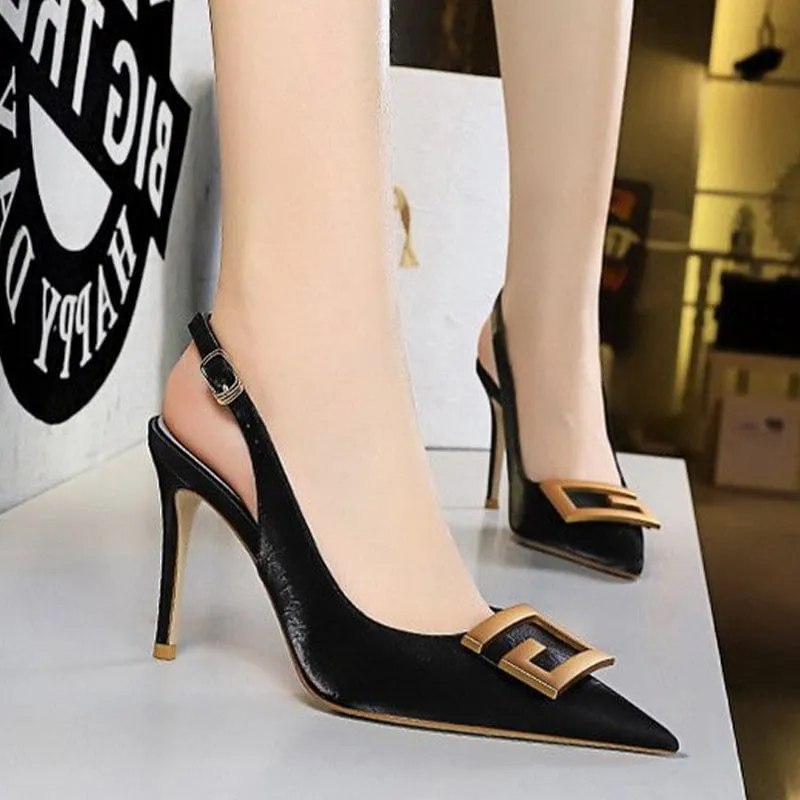 Metal Buckle Stiletto Heels