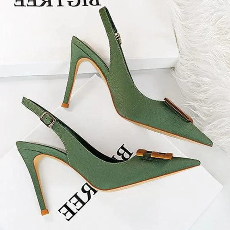 Metal Buckle Stiletto Heels