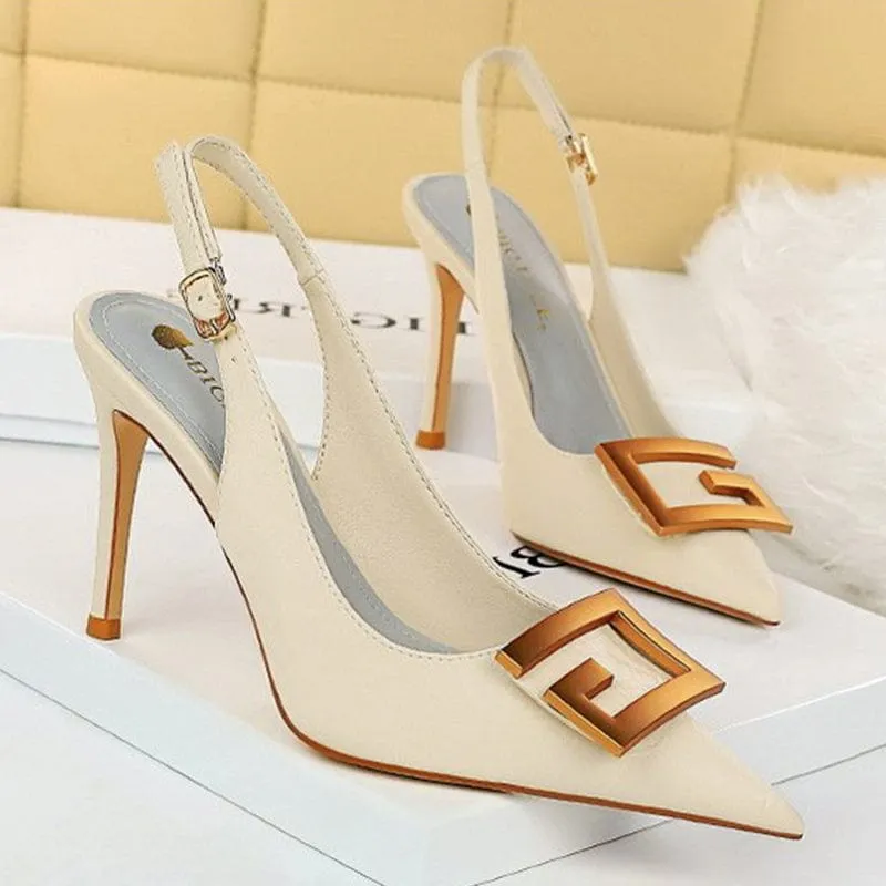 Metal Buckle Stiletto Heels