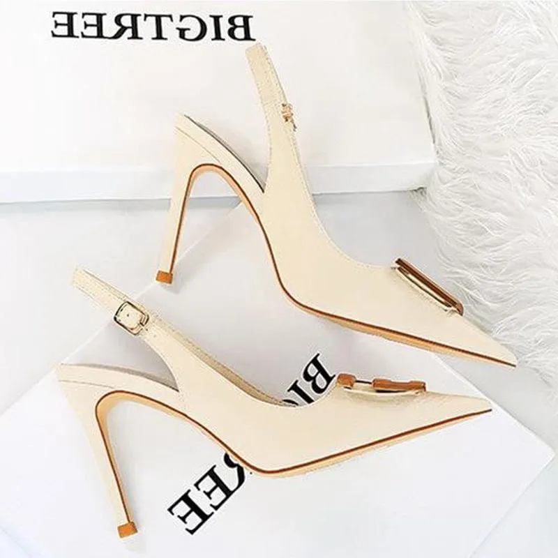 Metal Buckle Stiletto Heels