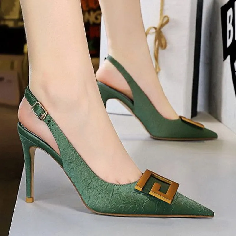 Metal Buckle Stiletto Heels