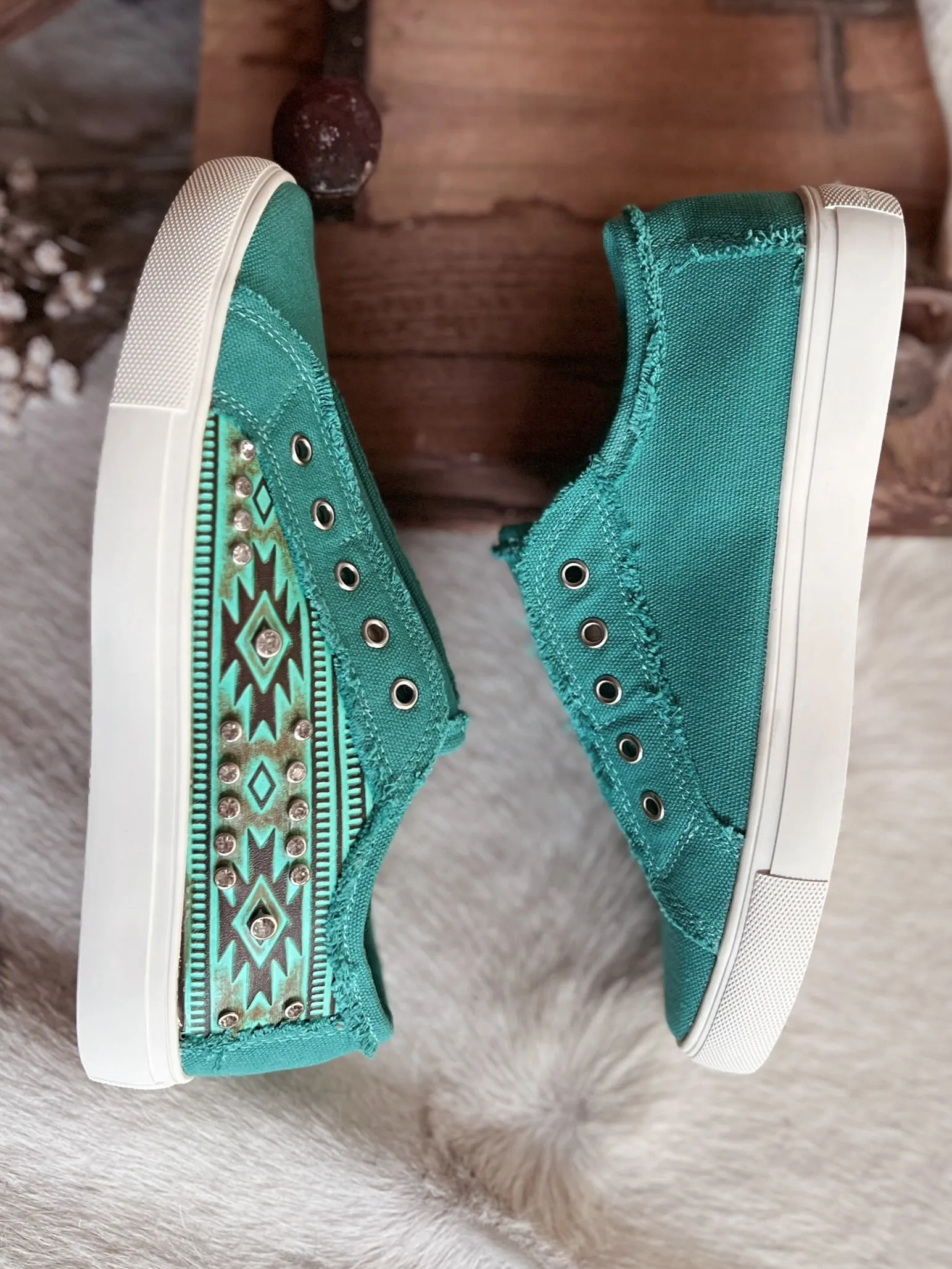 Montana West Turquoise & Studded Sneakers*