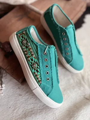 Montana West Turquoise & Studded Sneakers*