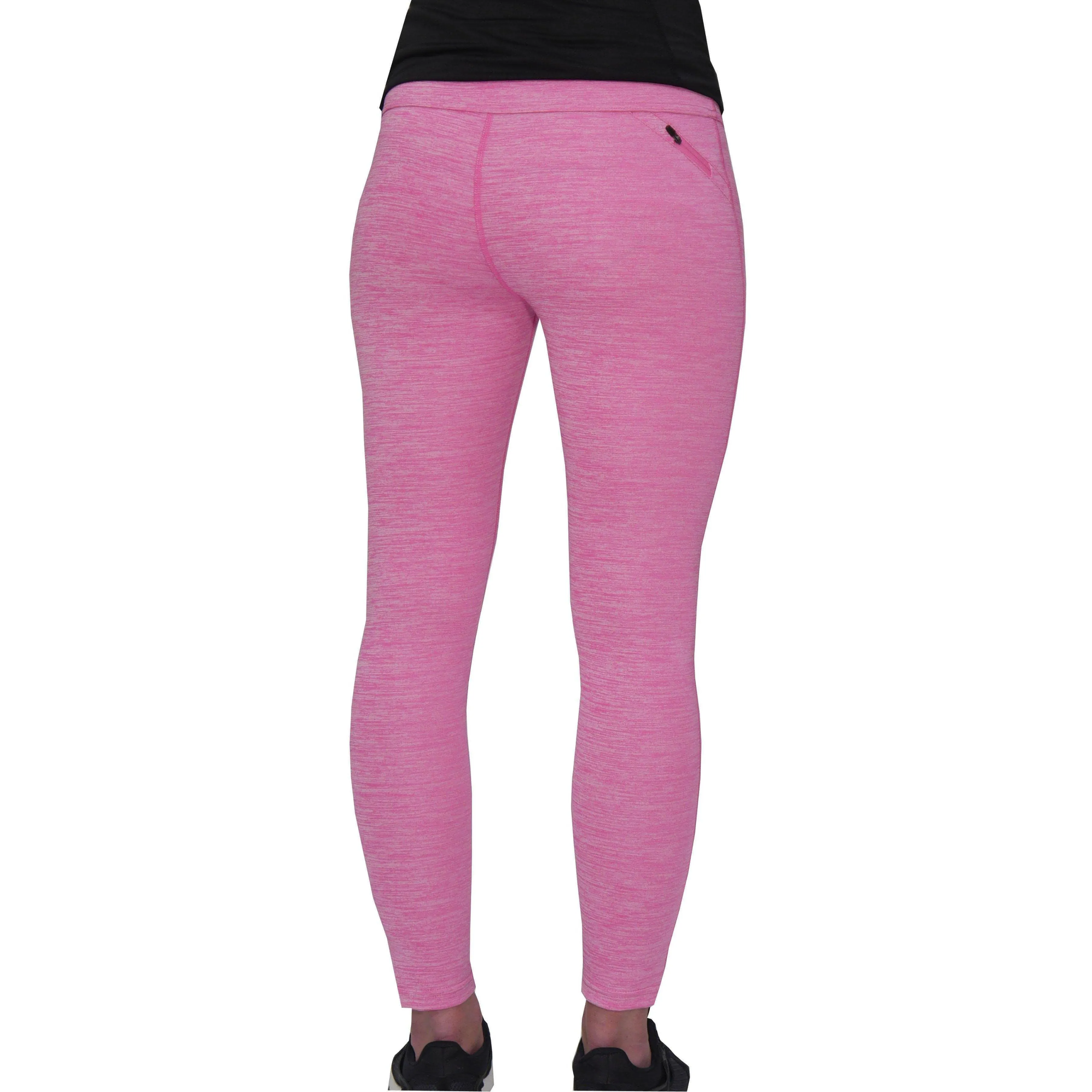 More Mile Heather Girls Long Running Tights - Pink