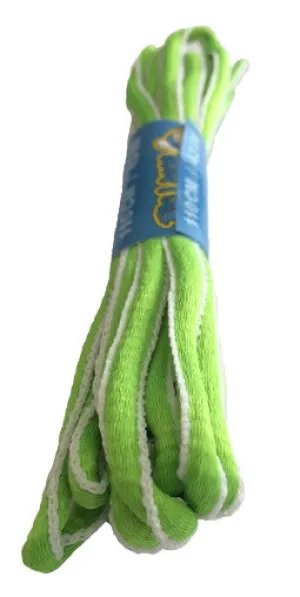 Neon Green and White Oval Running Shoe Shoelaces - 6mm wide