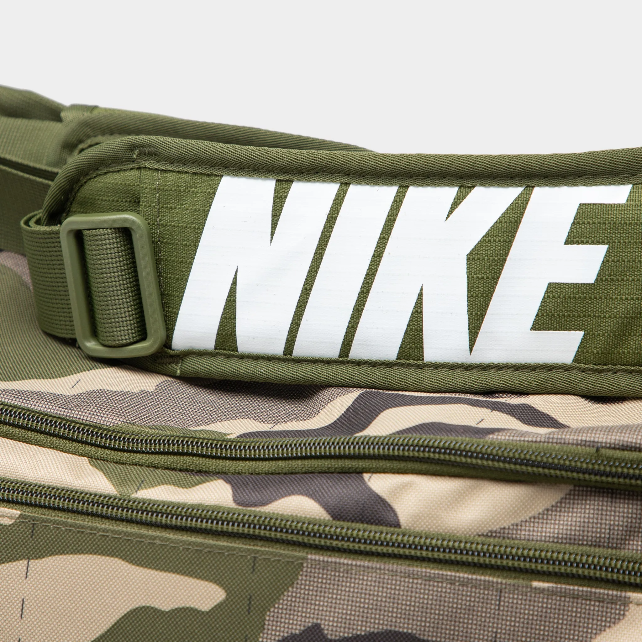 Nike Brasilia Camo Training Duffel Bag Khaki / Rough Green - White