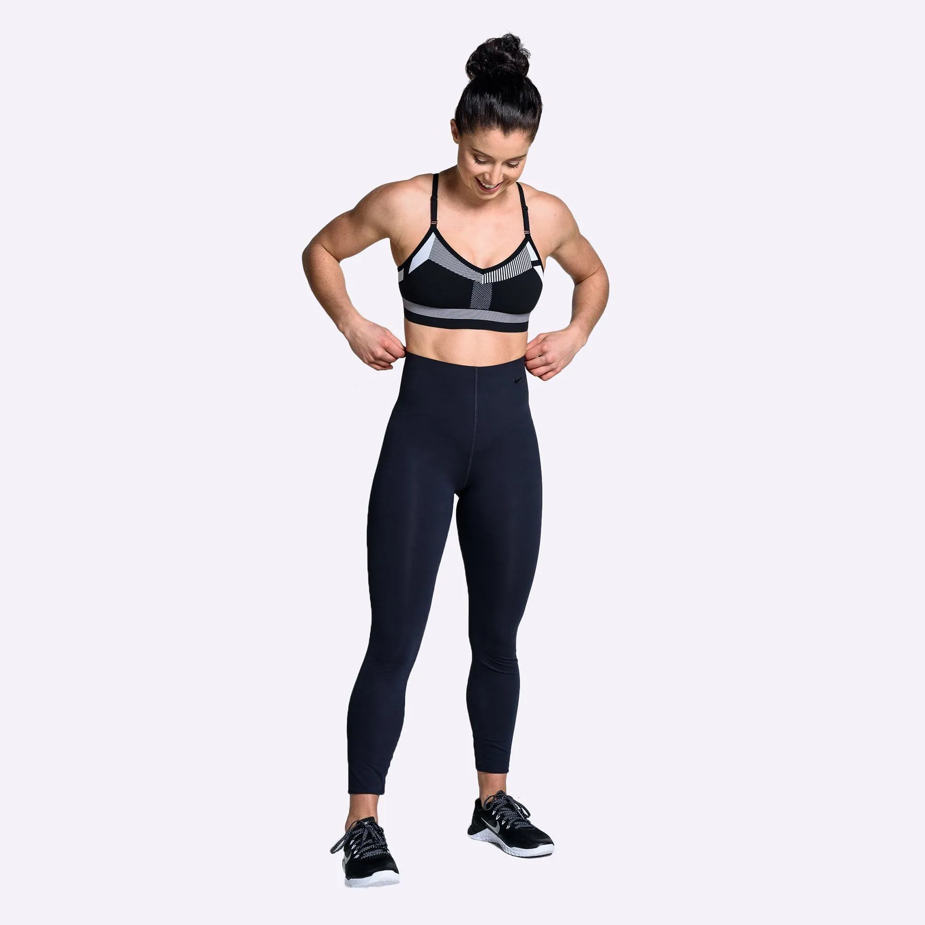 Nike Flyknit Indy - Women's Medium Support Sports Bra - Black/White